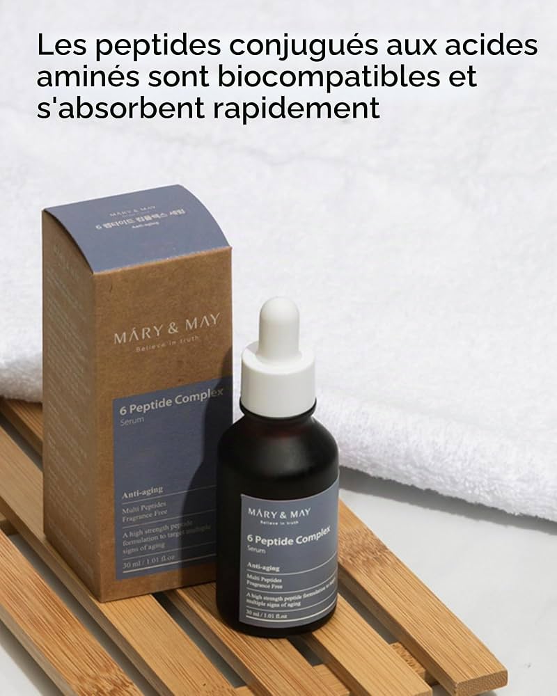 MARY&MAY 6 Peptide Complex Serum – Sérum Raffermissant aux 6 Peptides 30 ml