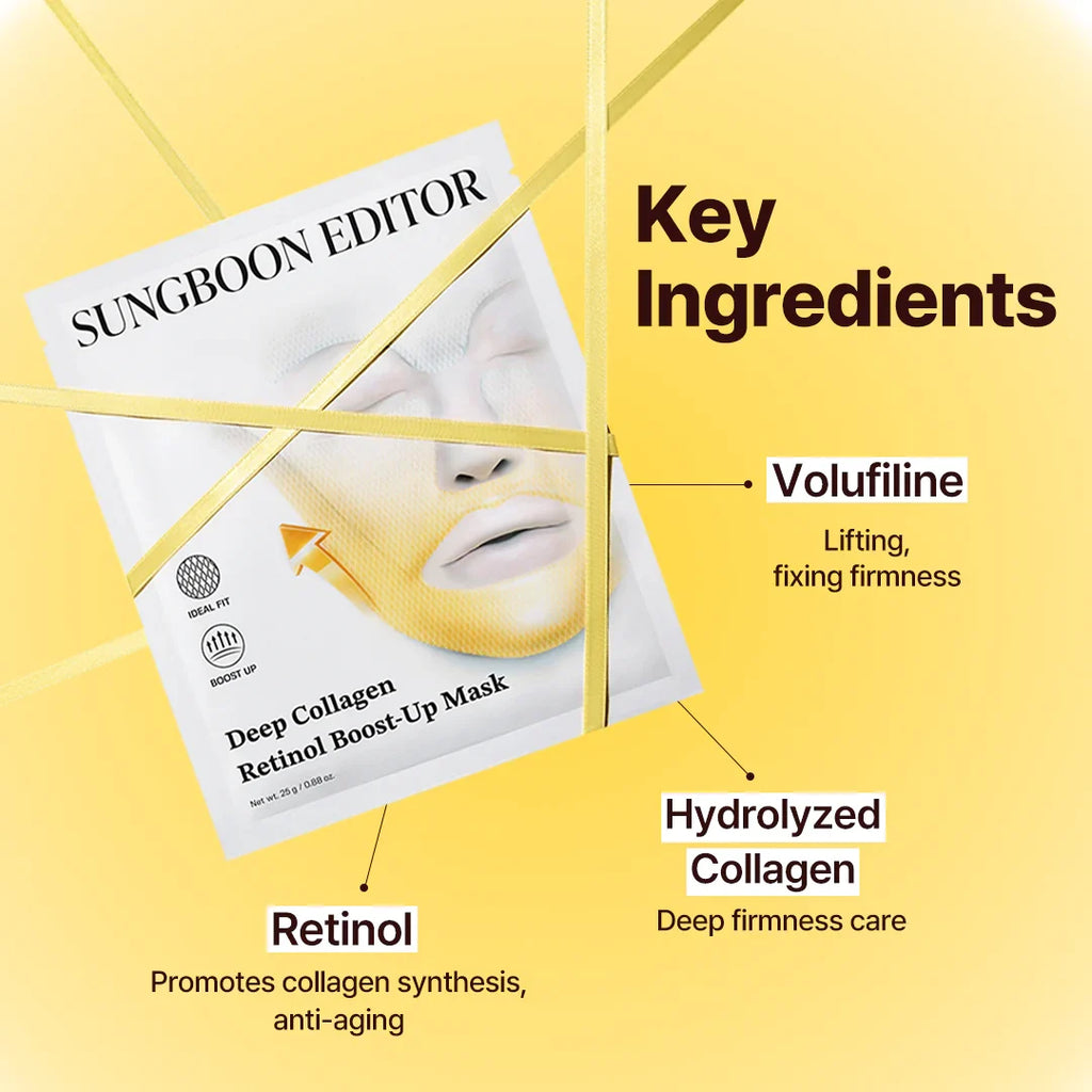 SUNGBOON EDITOR Deep Collagen Retinol Boost-Up Mask – Masque liftant 25 g x 4 ea