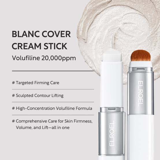 ELROEL – Blanc Cover Cream Stick – Fond de Teint Stick avec Pinceau