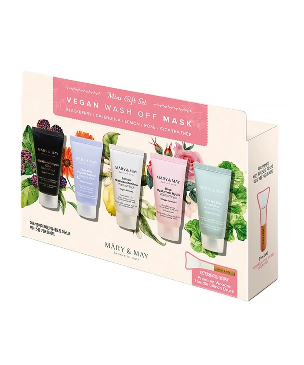 MARY & MAY Vegan Wash Off Mask Mini Gift Set – coffret 5 masques