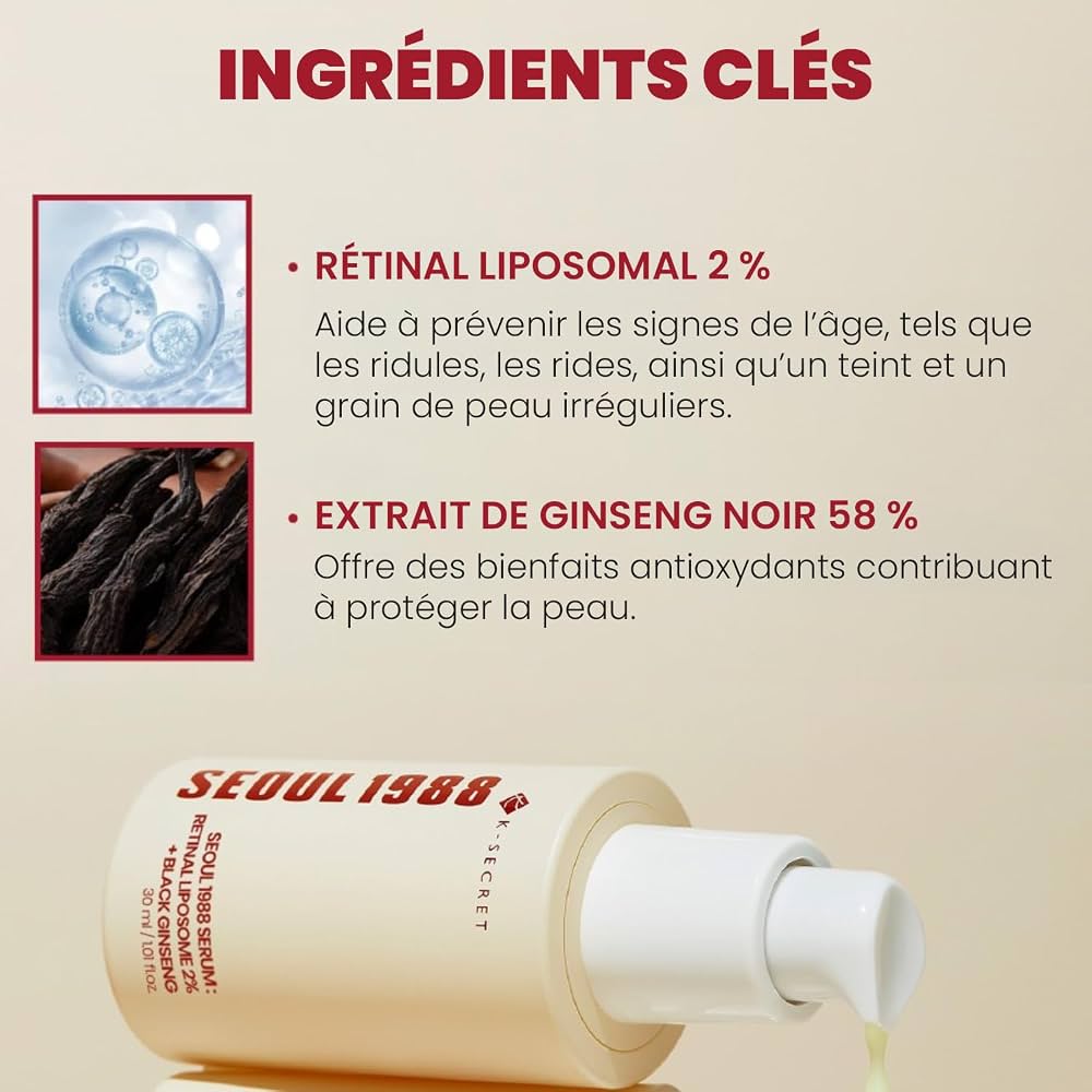 K-SECRET SEOUL 1988 Serum Retinal Liposome 2% + Black Ginseng – 30 ml