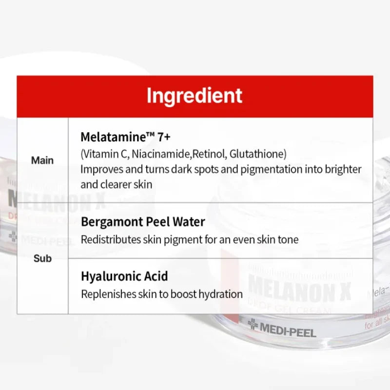MEDIPEEL Melanon X Drop Gel Cream – Crème anti-taches & éclat 50 ml