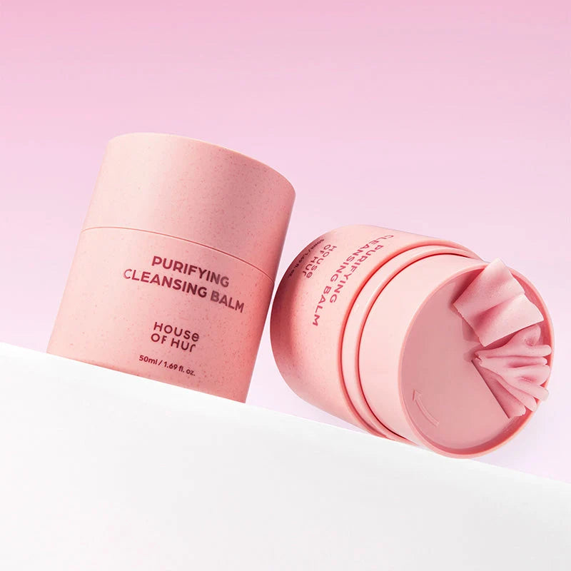 House of Hur Purifying Cleansing Balm – Packaging rose et système rotatif