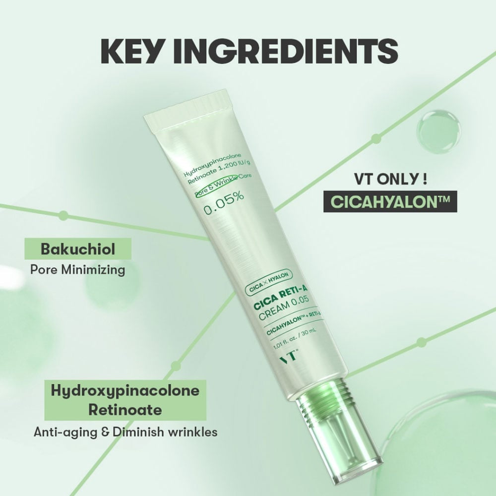 VT Cosmetics Cica Reti-A Cream 0.05 pour ridules, pores et texture