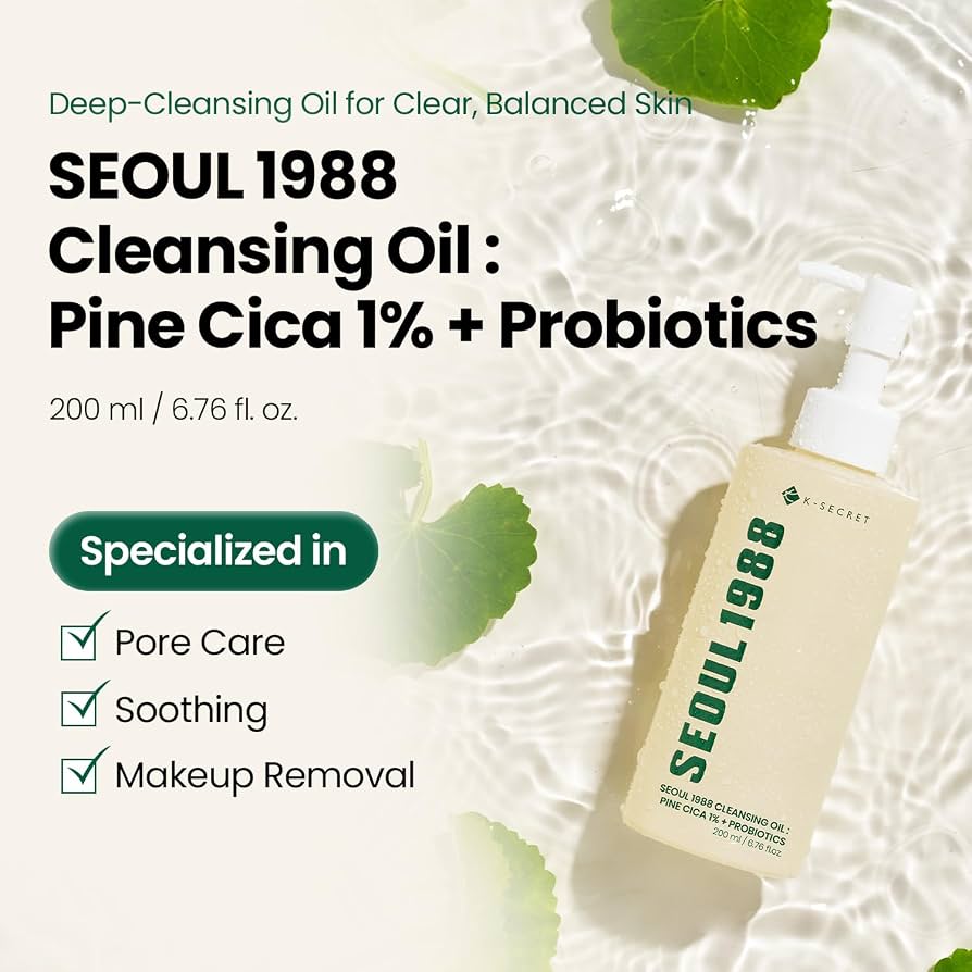 K-SECRET SEOUL 1988 Cleansing Oil Pine Cica 1% + Probiotics – 200 ml
