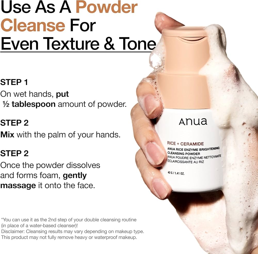 Anua Rice Enzyme Brightening Cleansing Powder – Poudre nettoyante éclat 40 g
