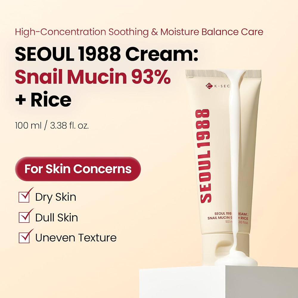 K-SECRET SEOUL 1988 Cream Snail Mucin 93% + Rice – 100 ml