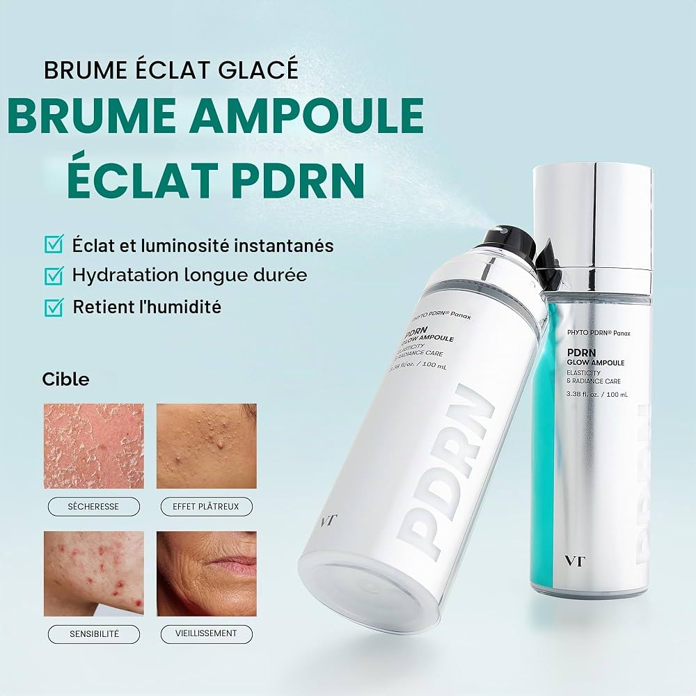Brume visage coréenne VT PDRN Glow Ampoule pour hydratation et éclat