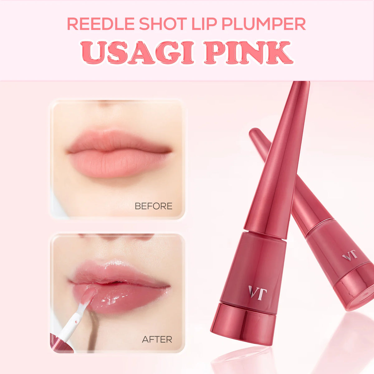 VT Reedle Shot Lip Plumper Usagi Pink effet lèvres plus pulpeuses