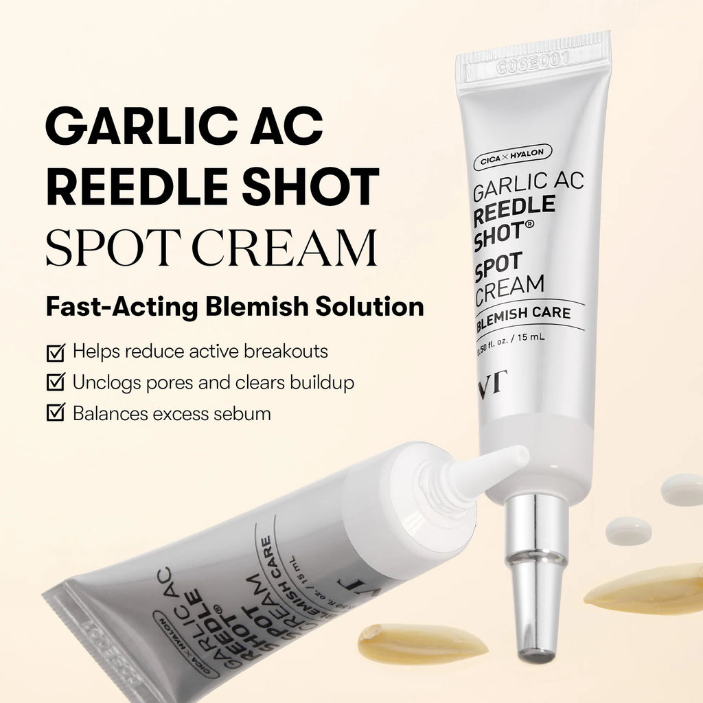 VT Garlic AC Reedle Shot Spot Cream pour boutons et pores obstrués