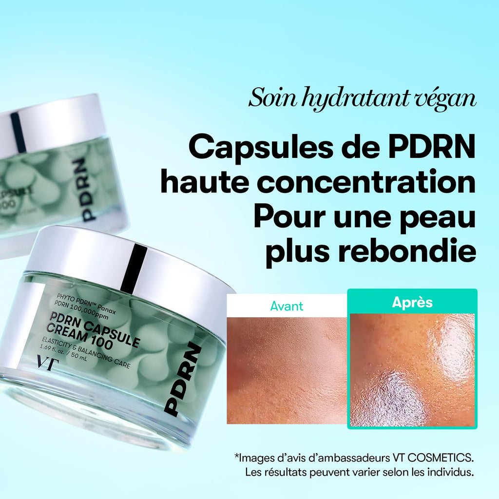 VT Cosmetics PDRN Capsule Cream 100 – Crème Gel Fermeté & Éclat 50 ml