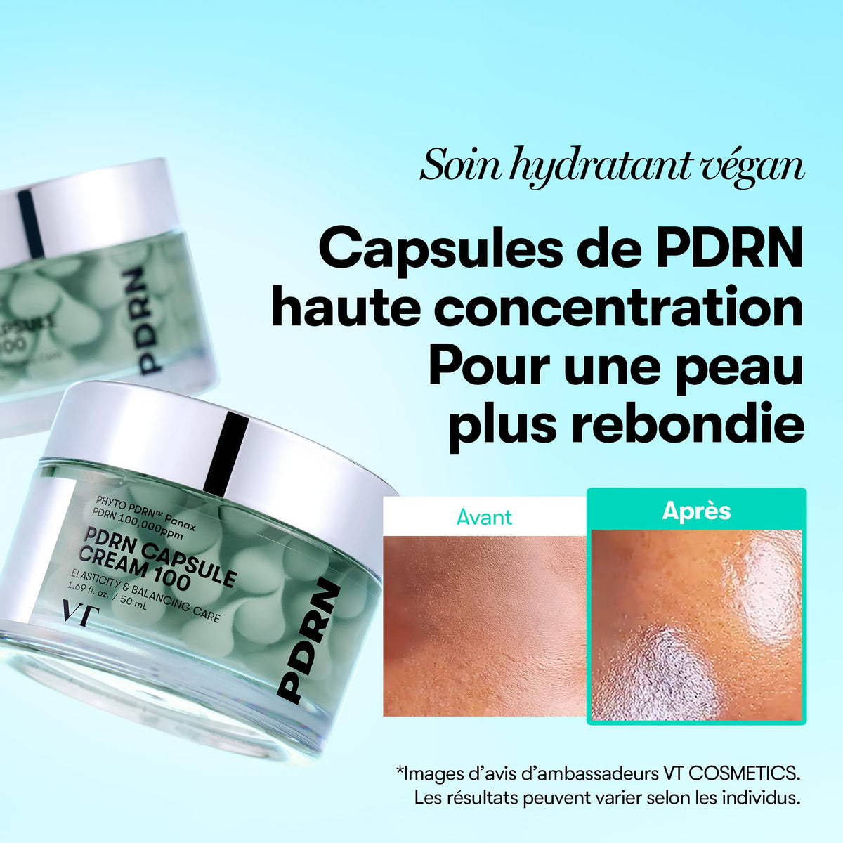 VT Cosmetics PDRN Capsule Cream 100 – Crème Gel Fermeté & Éclat 50 ml
