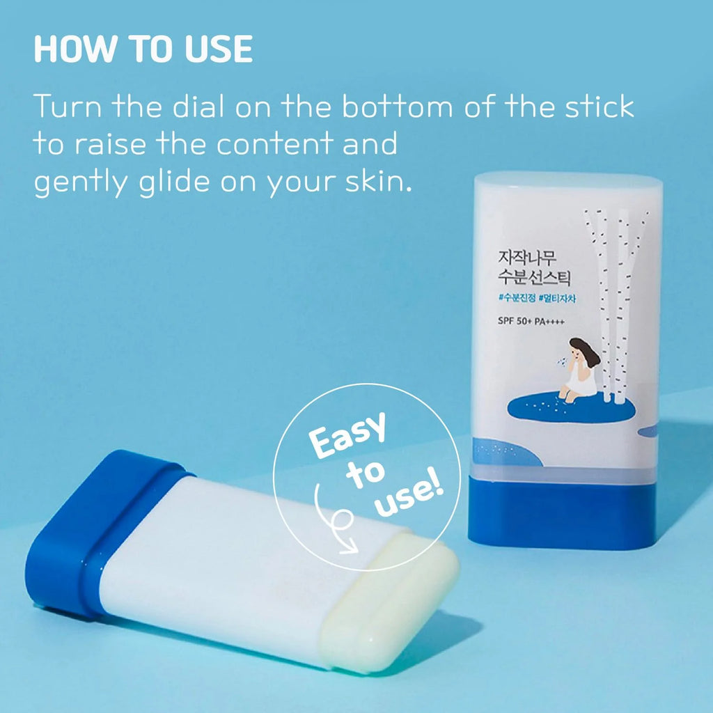 Utilisation du ROUND LAB Birch Juice Moisturizing Sun Stick SPF50+