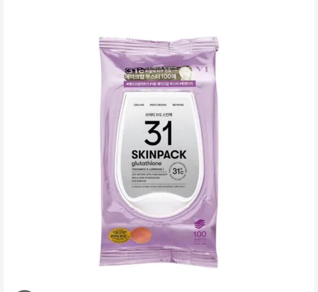 VT Cosmetics 31 Skinpack Glutathione 100 unités – pads visage éclat